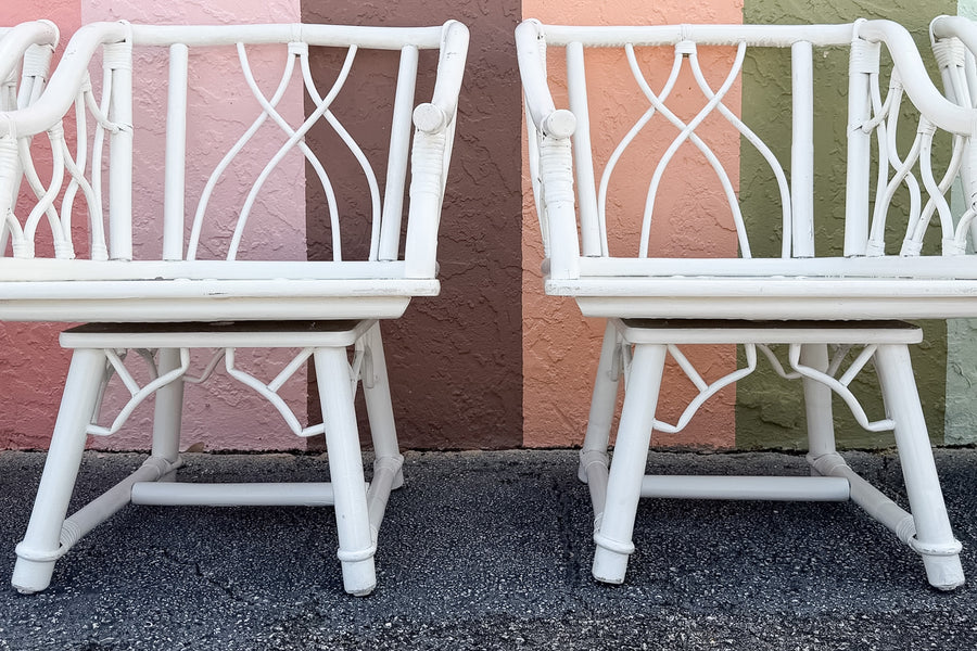 Set of Four Ficks Reed Rattan Swivel Chairs