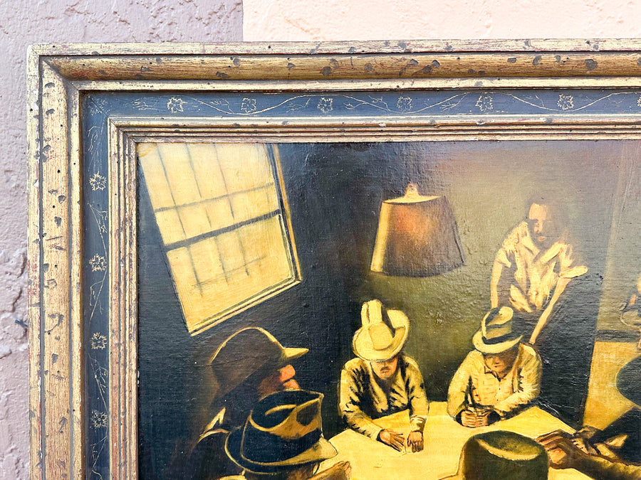 Ralph Keen Men Playing Cards Oil on Canvas