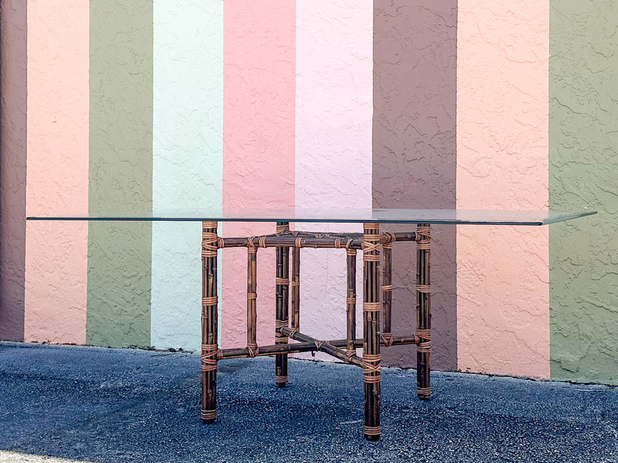 McGuire Style Rattan Dining Table