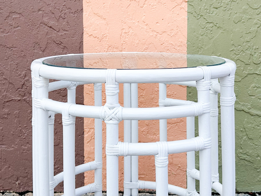 Round Rattan Side Table