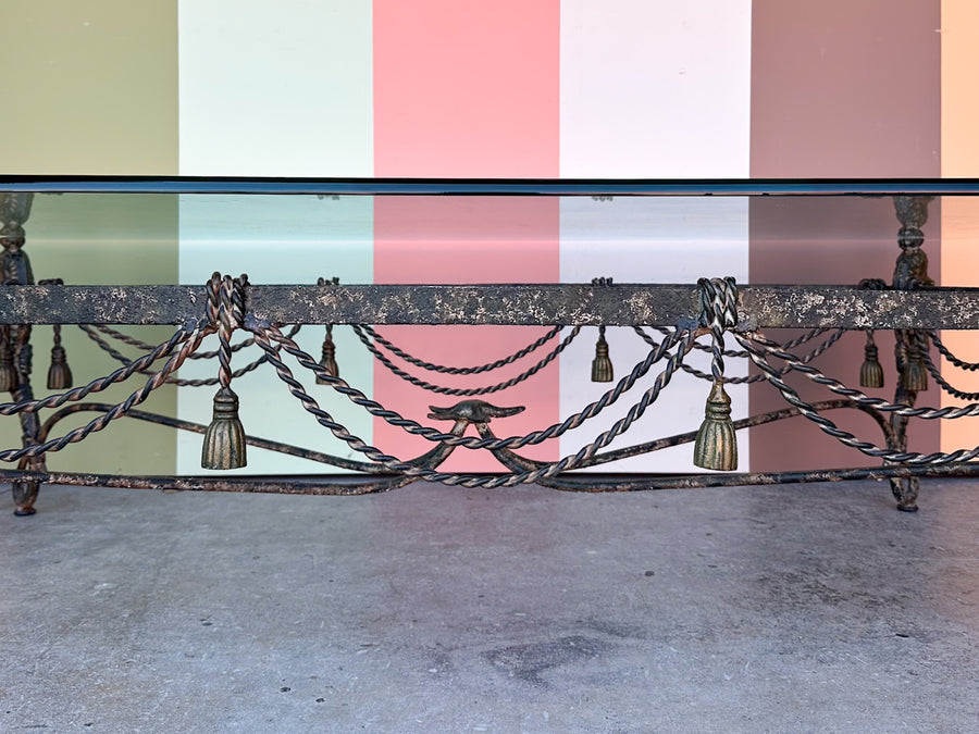 Wrought Iron Seahorse and Tassel Coffee Table