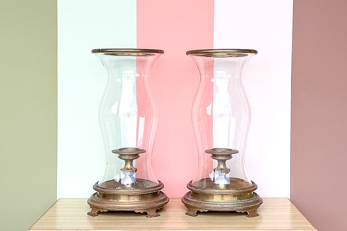 Pair of Large Chapman Brass Hurricanes