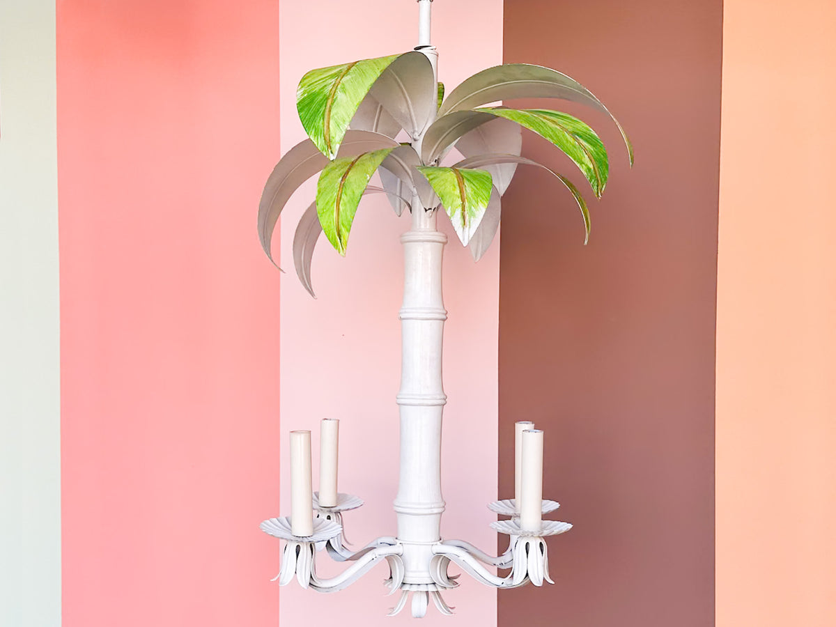 Tropical Chic Tole Palm Chandelier