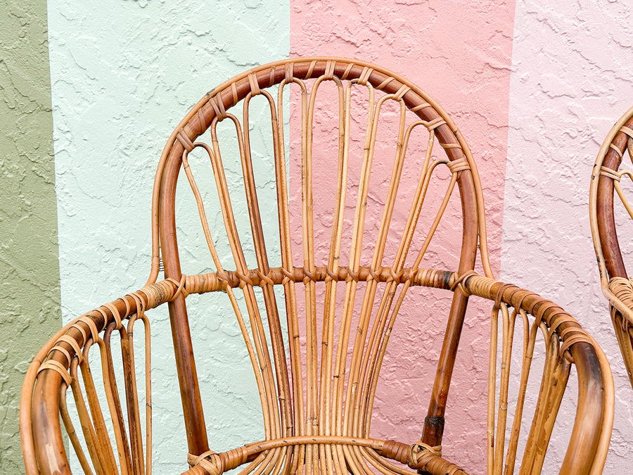 Pair of Cute Island Style Rattan Chairs
