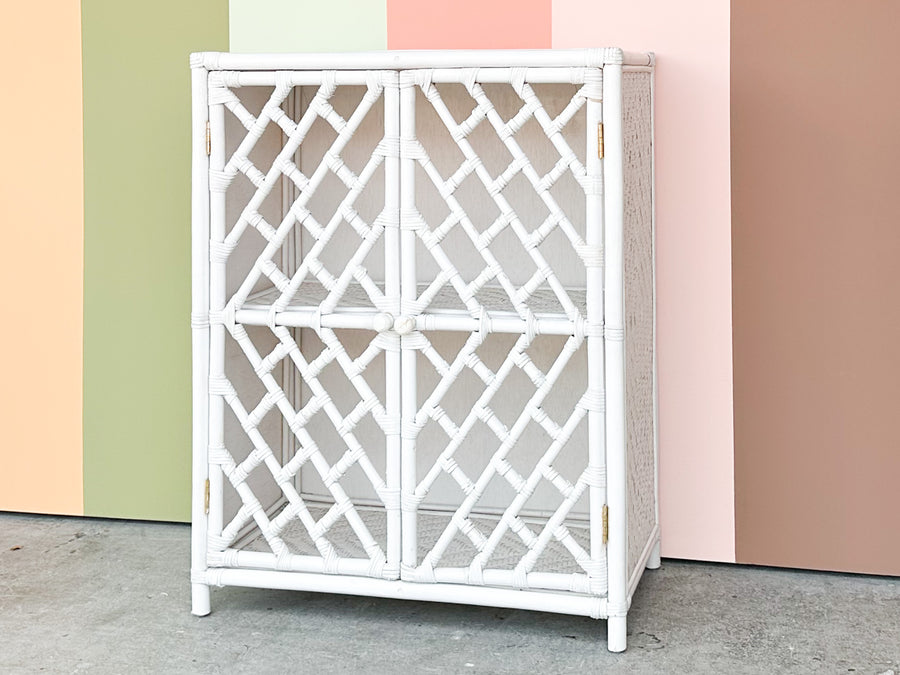 Painted Chippendale Rattan Cabinet