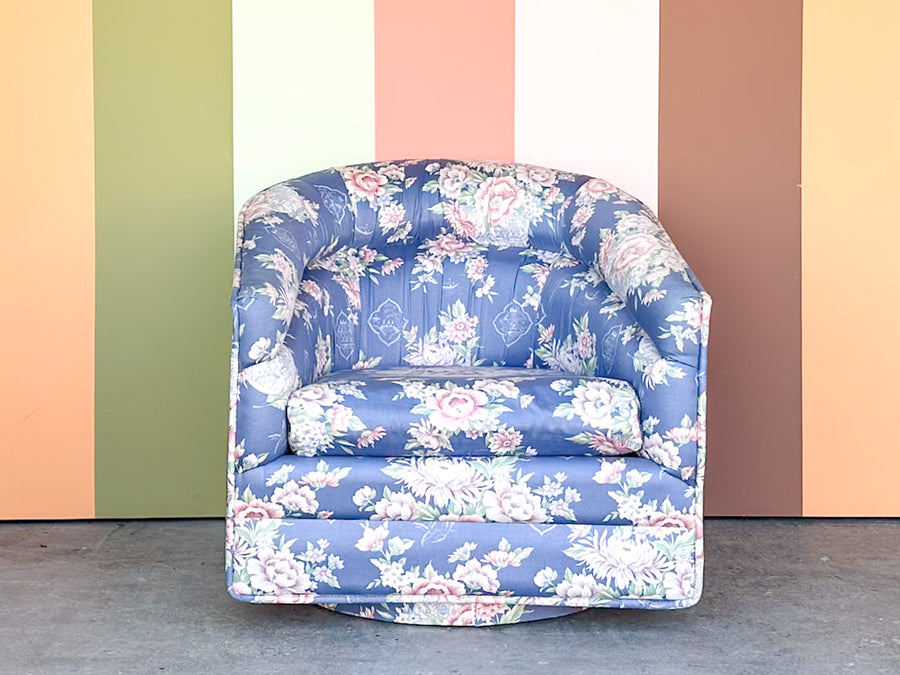 Chinoiserie Chic Upholstered Swivel Chair