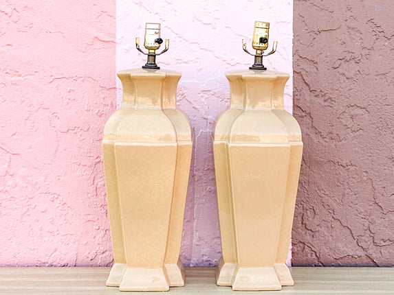 Pair of Iced Latte Ceramic Lamps