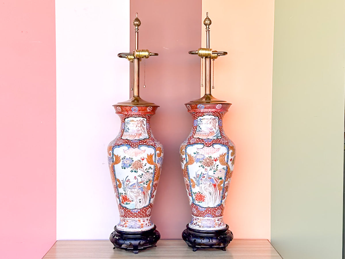 Pair of Large Chinoiserie Chic Lamps