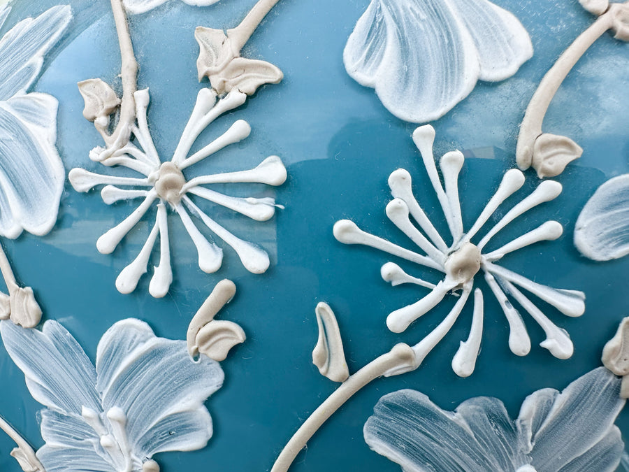 Pair of Robin Egg Blue Floral Icing Lamps