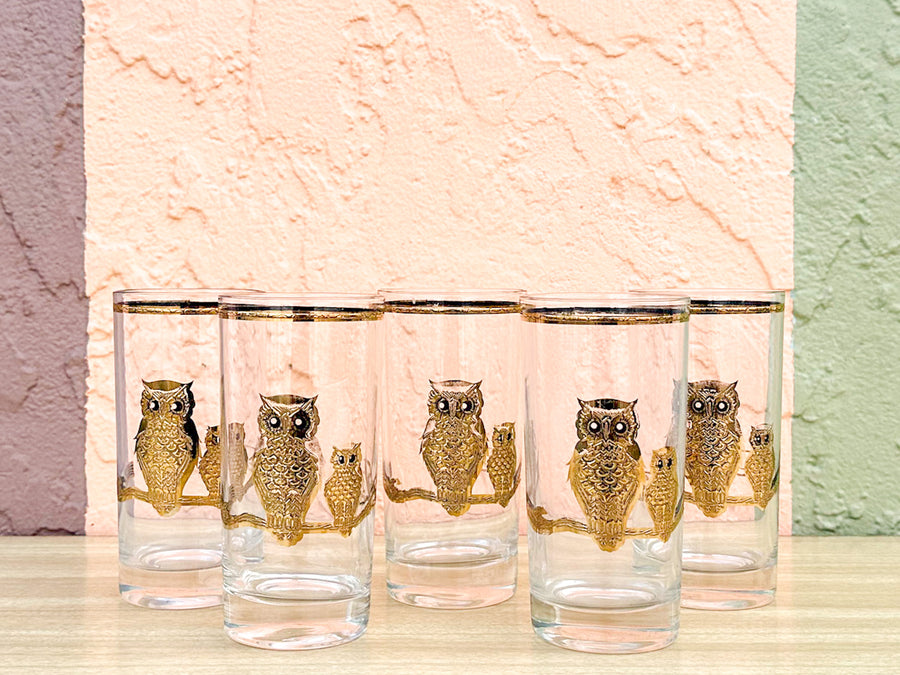 Set of Five Culver Owl Glassware