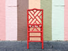 Set of Four Coral Chippendale Bar Stools