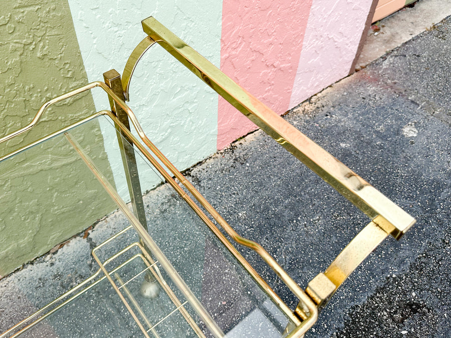Hollywood Regency Style Metal Bar Cart