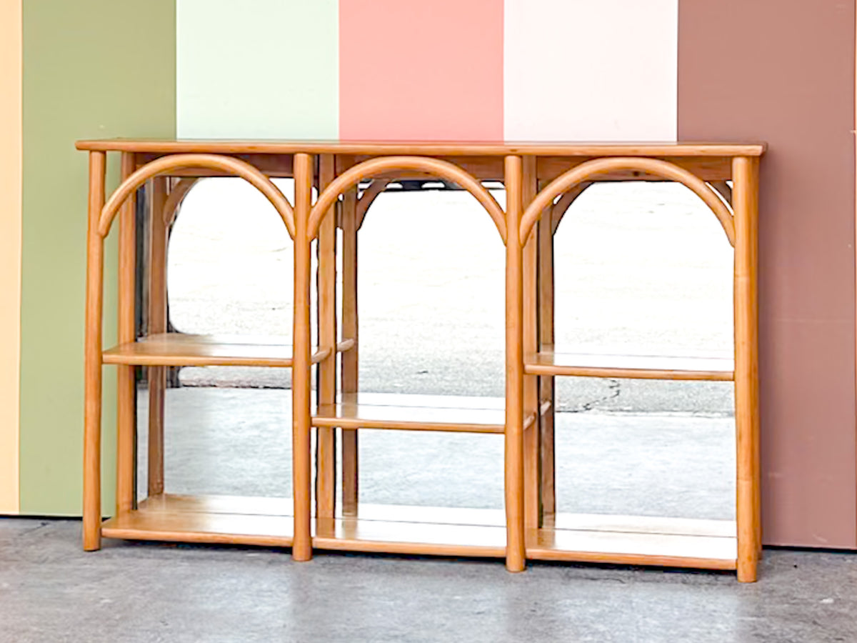 Mirrored Rattan Shelf