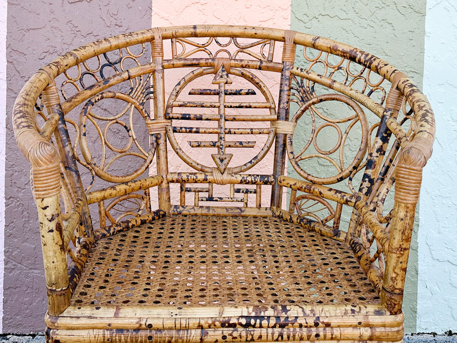 Fab Tortoiseshell Rattan Barrel Chair