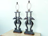 Pair of Metal and Resin Seahorse Lamps