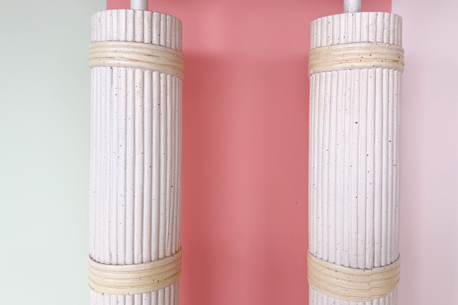 Pair of Faux Bamboo Column Lamps