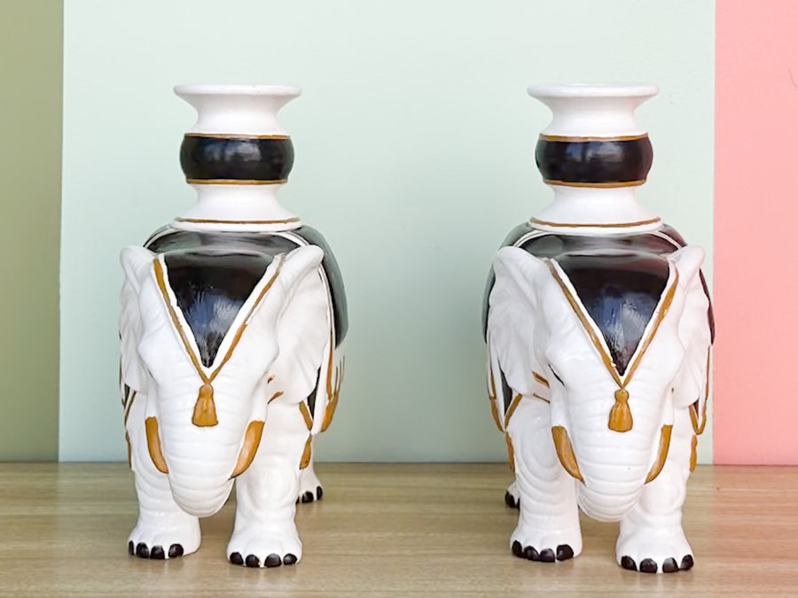 Pair of Fab Fitz and Floyd Elephant Candle Holders