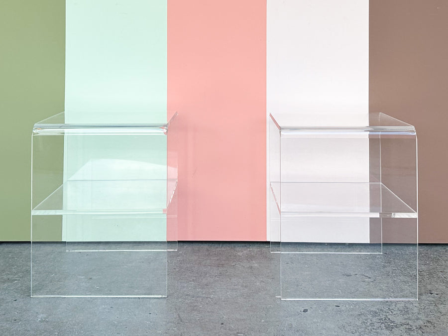 Pair of Lucite Waterfall Side Tables