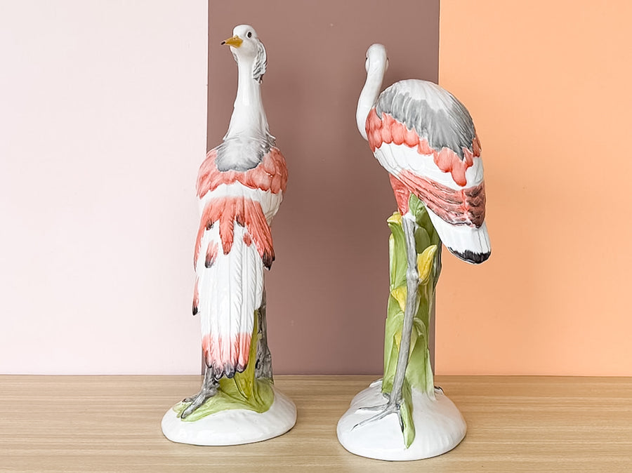 Pair of Colorful Heron Figurines