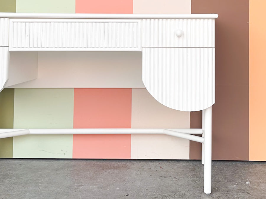 Custom Wood and Rattan Painted Desk