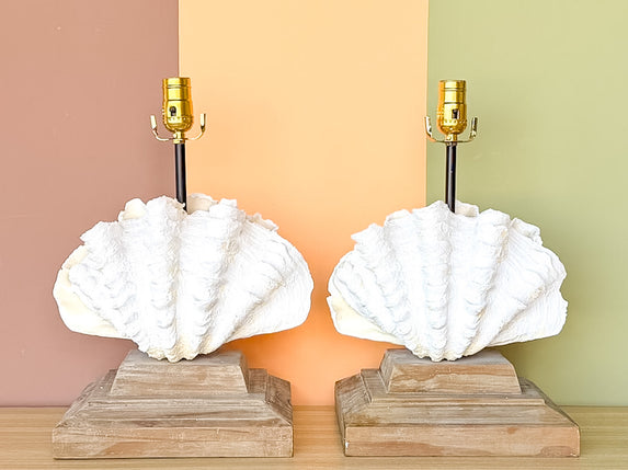 Pair of Island Chic Clam Shell Lamps