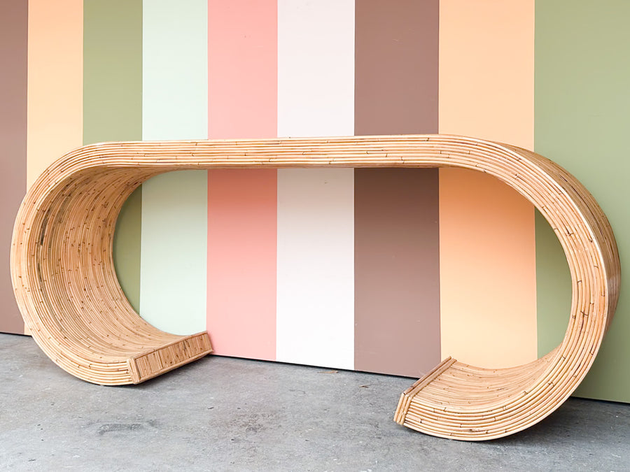 Pencil Reed Rattan Scroll Console