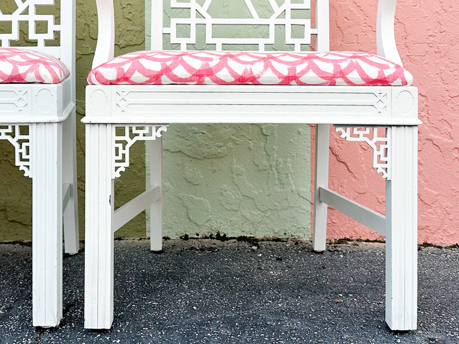 Set of Six Fretwork Dining Chairs