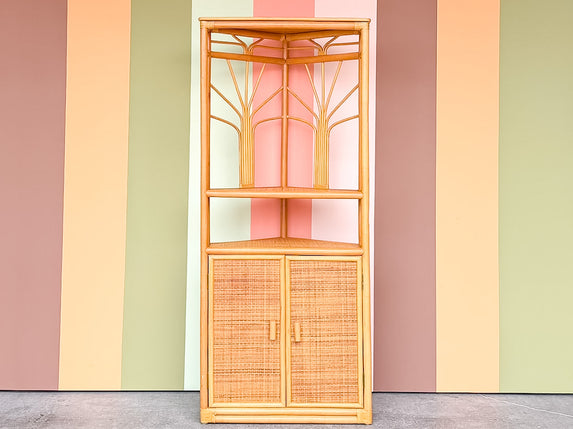 Old Florida Rattan Corner Etagere