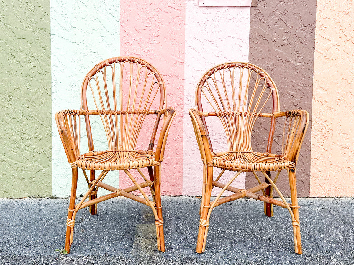 Pair of Cute Island Style Rattan Chairs