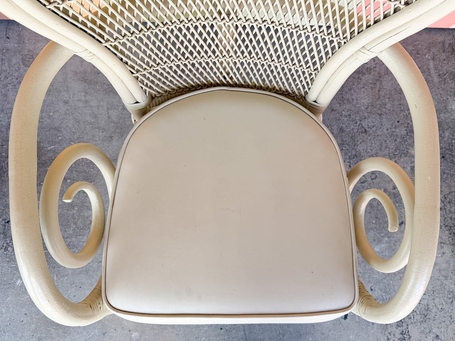 Pair of Whimsical Balloon Back Rattan Chairs