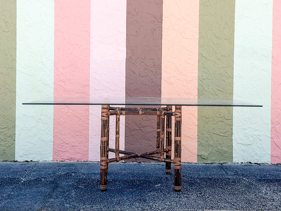 McGuire Style Rattan Dining Table