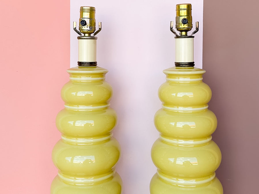 Pair of Happy Yellow Bubble Lamps
