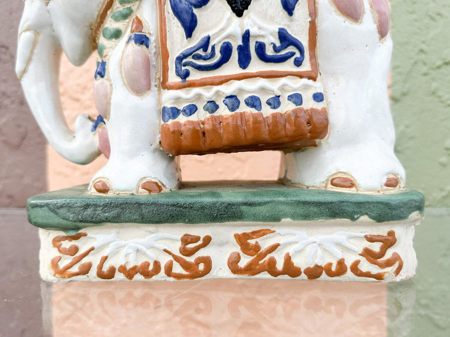 Pair of Petite Colorful Elephant Figurines