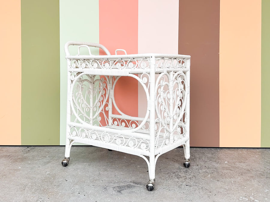 Sweet Fiddlehead Wicker Bar Cart