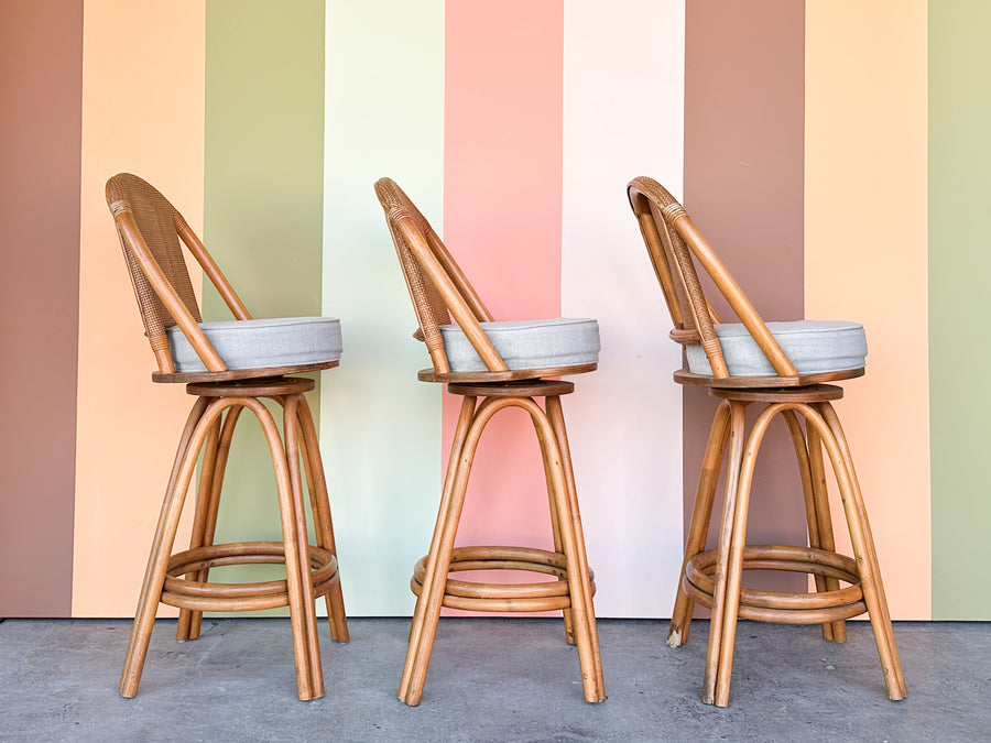 Set of Three Rattan Bar Stools