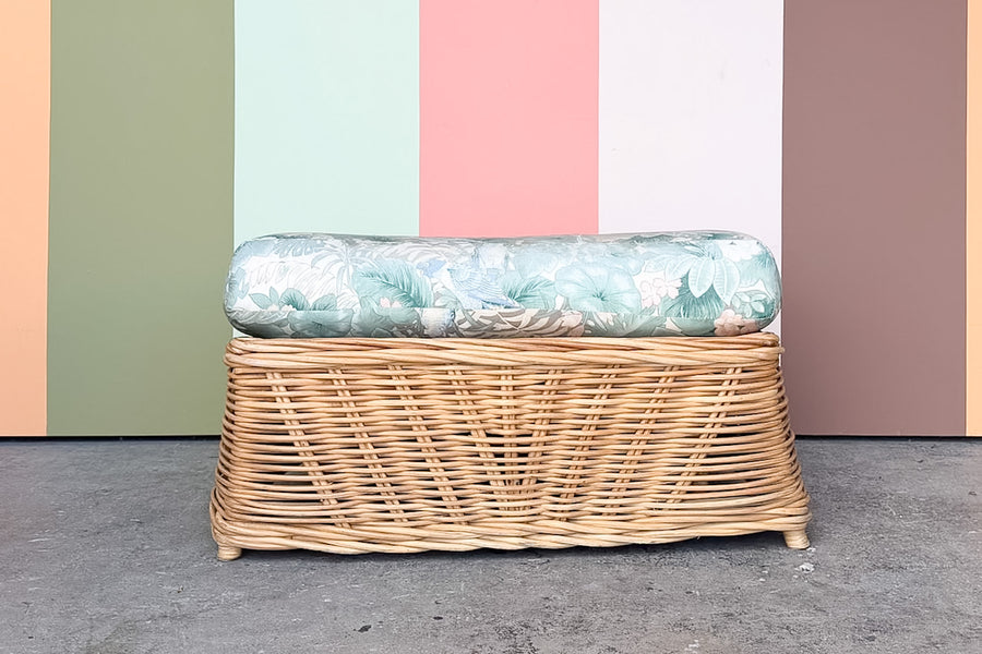 Braided Rattan Chair and Ottoman