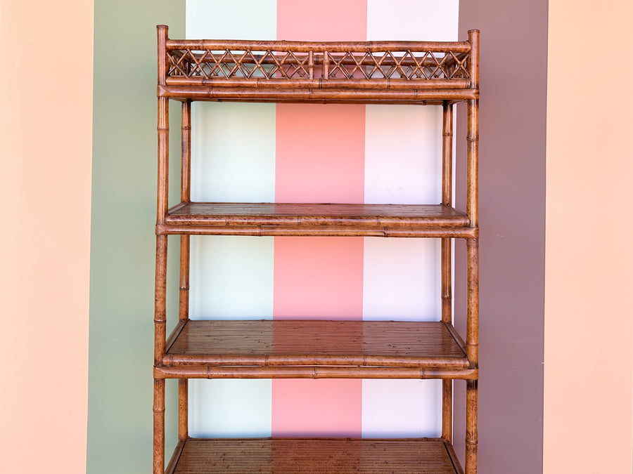 Tortoiseshell Rattan Etagere