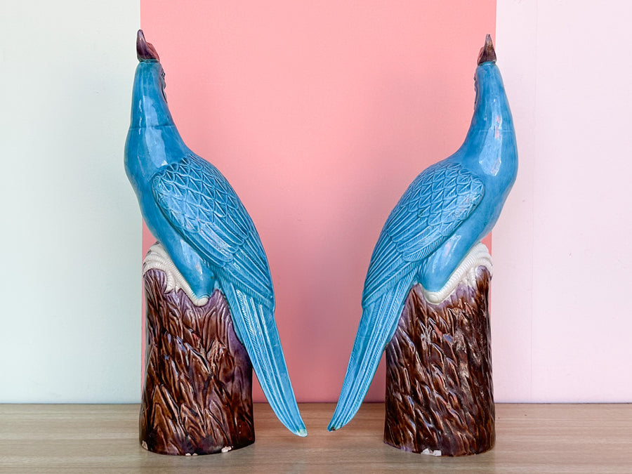 Pair of Rising Phoenix Porcelain Birds