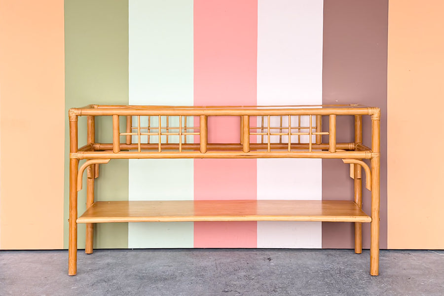 Old Florida Rattan Console
