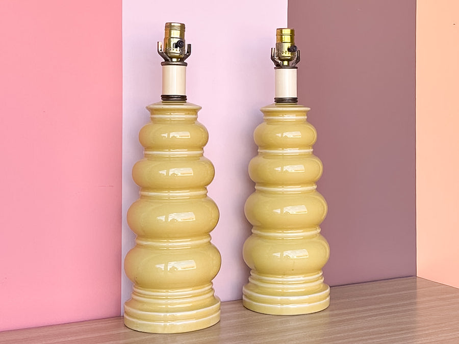Pair of Happy Yellow Bubble Lamps