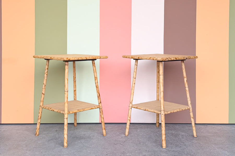 Pair of Island Style Rattan Side Tables