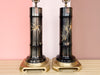 Pair of Etched Brass Bamboo Lamps