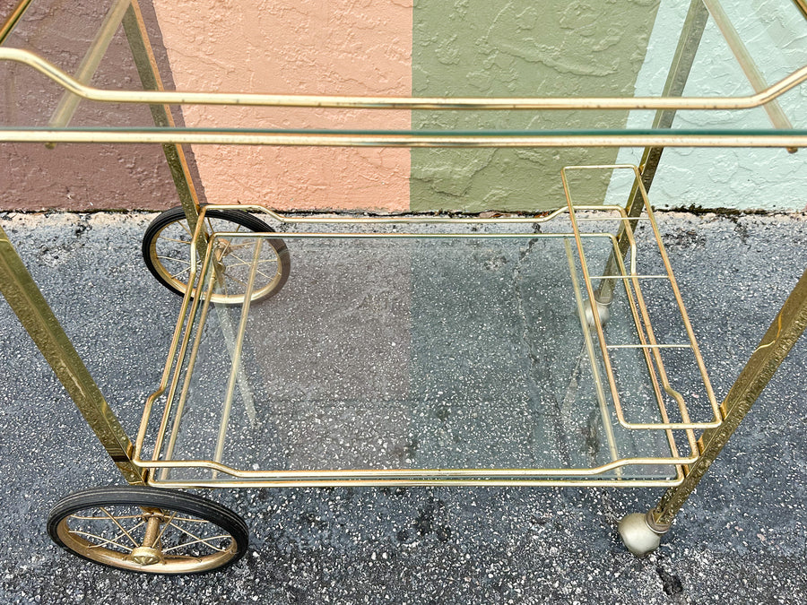 Hollywood Regency Style Metal Bar Cart