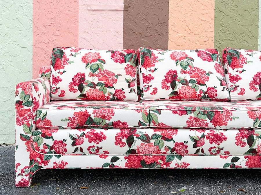Pink Hydrangea Chintz Sofa