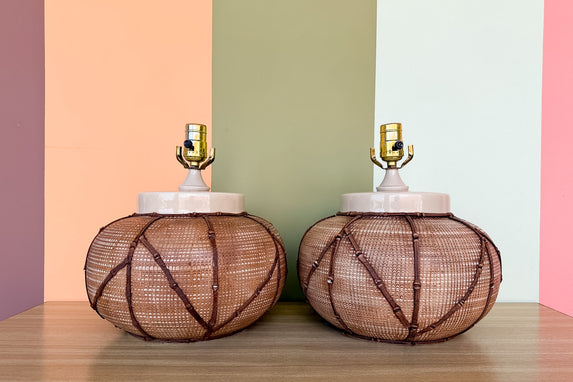 Pair of Island Chic Ceramic Lamps