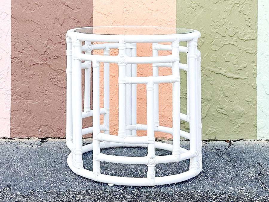 Round Rattan Side Table