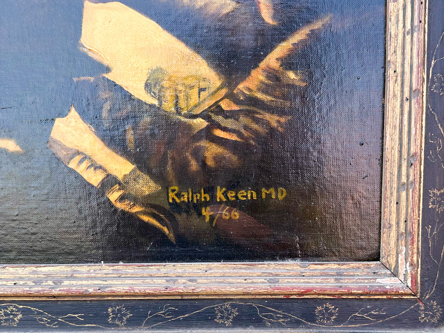 Ralph Keen Men Playing Cards Oil on Canvas