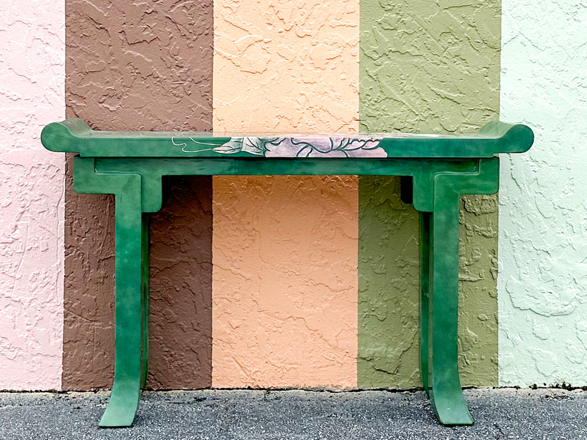 Pink and Green Lacquer Bird Console