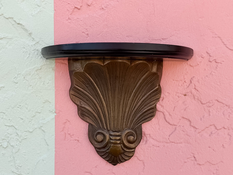 Pair of Brass Shell Wall Shelves