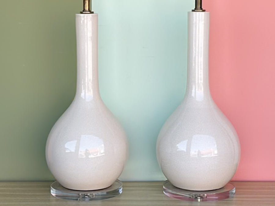 Pair of Italian Cream Crackle Lamps